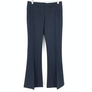 Kookai Flare Leg Dress Pant Trousers Womens Size 38 US M Navy Blue Pinstripe